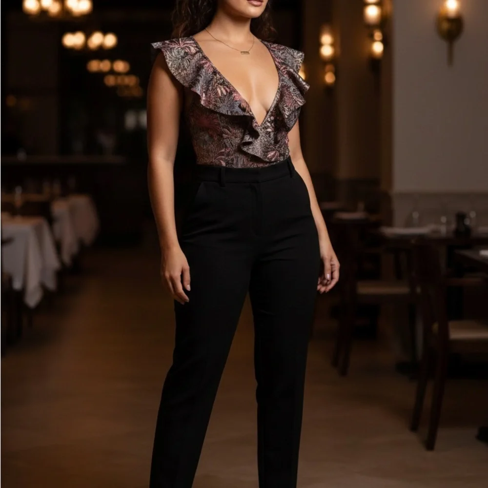 Floral Ruffle Bodysuit - Picture 2 of 3